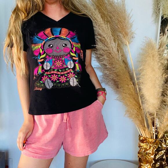 3/$20 VINTAGE Stitched Halloween Fall Autumn Multi Pilgrim Scarecrow Tee Shirt M - Picture 7 of 7